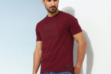 Brand patch t-shirt, burgundy, m