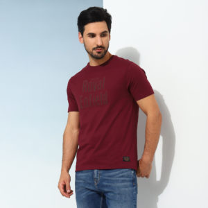 Brand patch t-shirt, burgundy, m